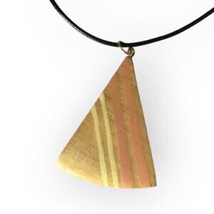 Sunny wooden triangle upcycled pendant necklace